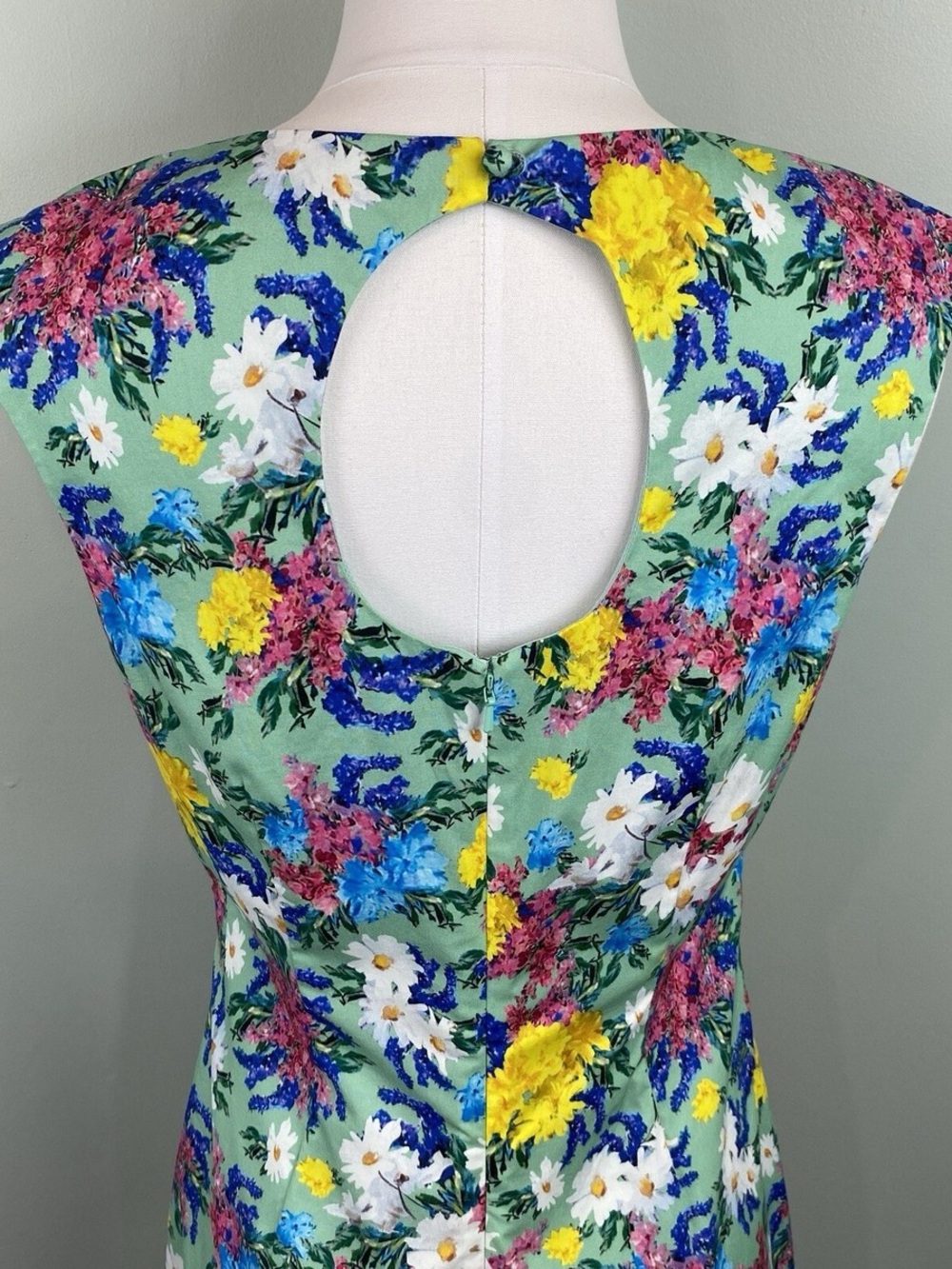 NWOT J. Peterman Modern Vintage Mint Floral Sheath Dress Size 8 Garden Party - Picture 9 of 14